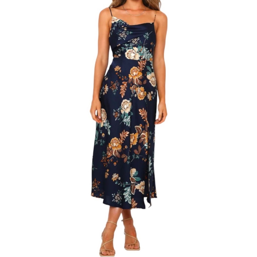 Hello Molly Navy Blue Floral Asymmetrical Dress
